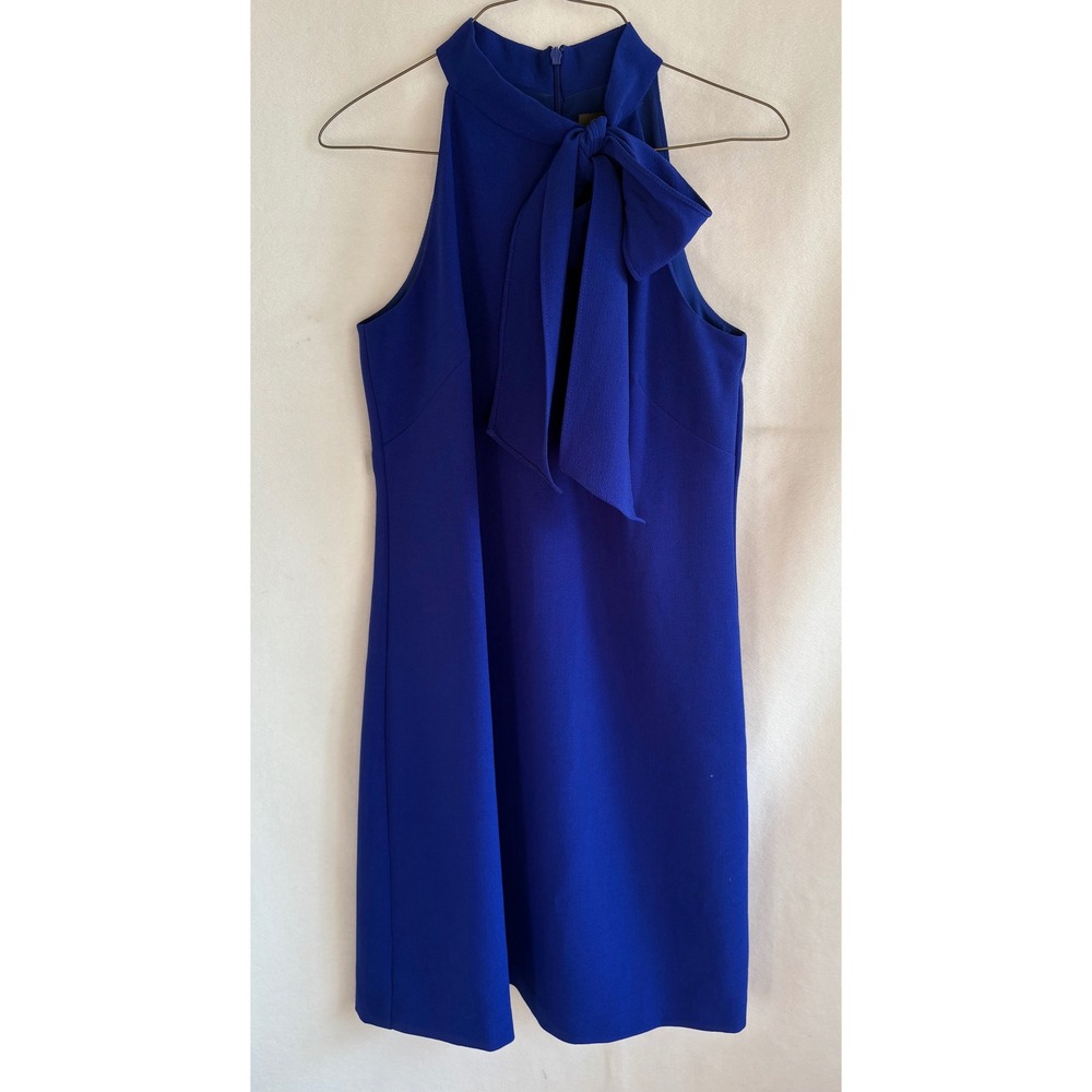 Vince Camuto Royal Blue Bow Neck Halter Shift Dress Size 4 Sleeveless Cocktail
